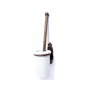 Classic Toilet Brush Holder – Antique Brass - Ceramic Pot